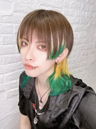 セミロング カラー メンズ ♥️ルフ🐒 ミレイ♥️のヘアスタイル