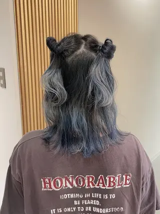 ミディアム カラー ヘアアレンジ ダブルカラー,透け カラーHINARIのヘアスタイル