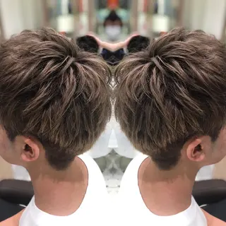 カラー メンズ 韓国レイヤー×透明感 カラー/山崎一輝のヘアスタイル