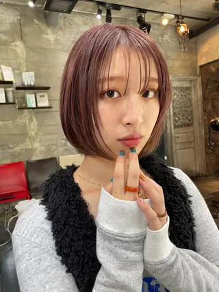 ミディアム カラー 結莉/ボブ/ 縮毛矯正のヘアスタイル