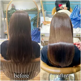 セミロング 縮毛矯正 髪質改善 韓国風レイヤー 吉田のヘアスタイル