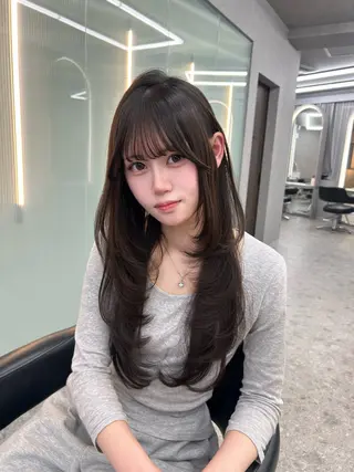 ロング カラー ワンホンヘア🖤 /miyuのヘアスタイル