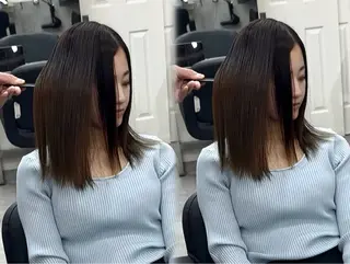 ミディアム 🫧とぅるん艶髪🫧 透明感カラー×猿渡のヘアスタイル