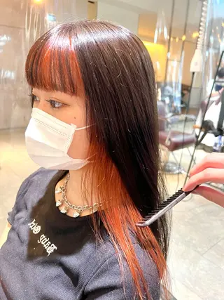 セミロング カラー ヘアアレンジ 🌈インナーカラー ‘ショウマ’🌈のヘアスタイル