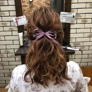 セミロング カラー パーマ ヘアアレンジ 暖色ボブ 🍊rikakoのヘアスタイル