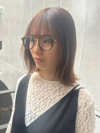ミディアム カラー パーマ ヘアアレンジ 髪質改善/韓国風 レイヤー/田村祐樹のヘアスタイル