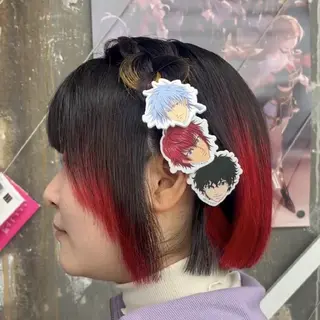 ショート ヘアアレンジ カラー 推しカラー🦉にじさ んじカラー🌈🕒✨のヘアスタイル
