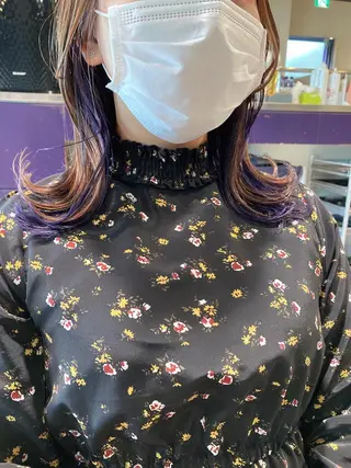 ミディアム カラー スキバサミを使わない カット🌼唯🌼のヘアスタイル