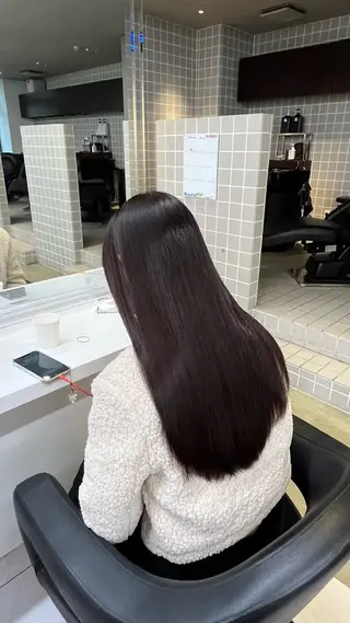 ロング カラー ヘアアレンジ 韓国ヘア/縮毛 /大人透明感🫧のヘアスタイル