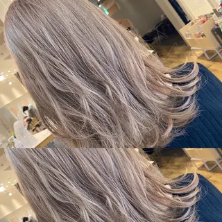 セミロング カラー ハイトーンヘア/ 島崎　タクミのヘアスタイル