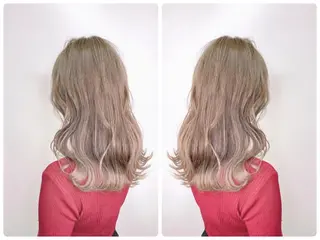 セミロング カラー ヘアアレンジ フェザーパーマ/ ダブルカラー/藤田のヘアスタイル
