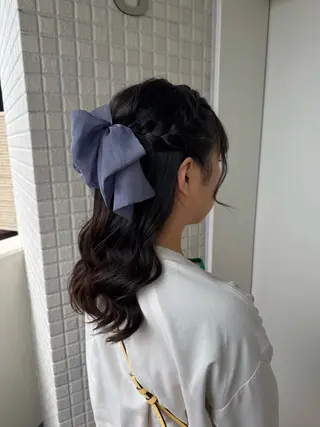セミロング ヘアアレンジ 縮毛矯正/エクステ /艶カラー/ヘアメのヘアスタイル
