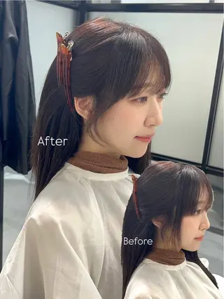 セミロング カラー 前川 朋香のヘアスタイル