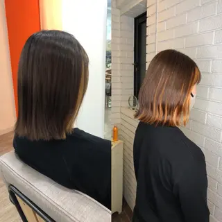 ミディアム 艶カラー🩵💛 NANAのヘアスタイル