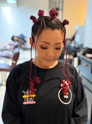 ミディアム メンズ キッズ BRAIDS💎愛子 大人ハイライト💎のヘアスタイル