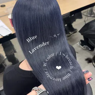 ロング カラー 暗髪🩶ラベンダー/ ブルー/ユウナ🤍のヘアスタイル