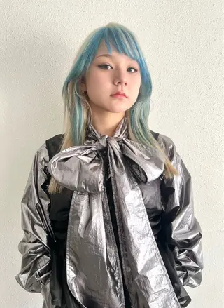 ロング カラー パーマ ヘアアレンジ ハッシュレイヤー ༊*·˚ リナのヘアスタイル