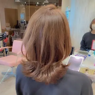 ミディアム カラー 顔まわりカット🌟 くびれヘア/寺門遥輝のヘアスタイル