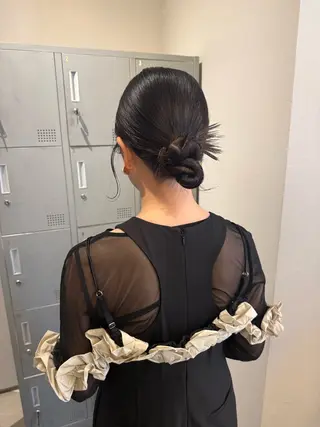 セミロング ヘアアレンジ ブリーチ/アレンジ 天満/chihiroのヘアスタイル