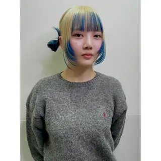 ミディアム カラー ブリーチ😼 ボブ✍️レイヤーのヘアスタイル