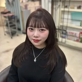 セミロング レイヤー/ハッシュカ ット/顔周り/フウカのヘアスタイル