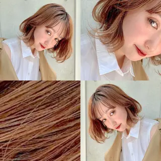 ミディアム カラー ハイトーン×レイヤー カットTAKUMIのヘアスタイル