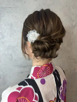 ミディアム ヘアアレンジ 松本ののか /錦/ヘアセットのヘアスタイル