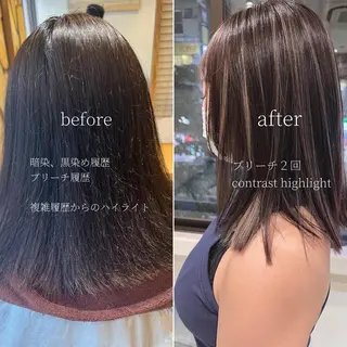 ミディアム 渋谷ハイトーン/ デザインカラー阿部のヘアスタイル