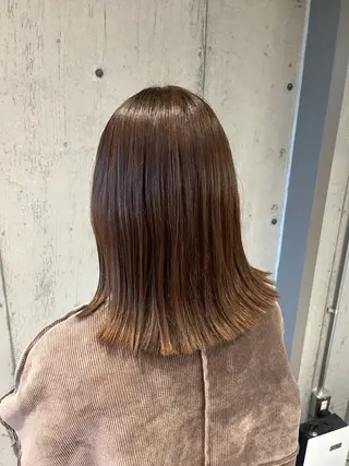 ミディアム カラー ヘアアレンジ ボブ×艶カラー 特化・リクト💥のヘアスタイル