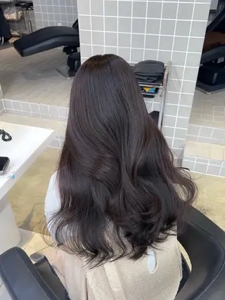 ロング カラー パーマ ヘアアレンジ メンズ キッズ ブリーチなしカラー/ ブラウン/レイヤーのヘアスタイル