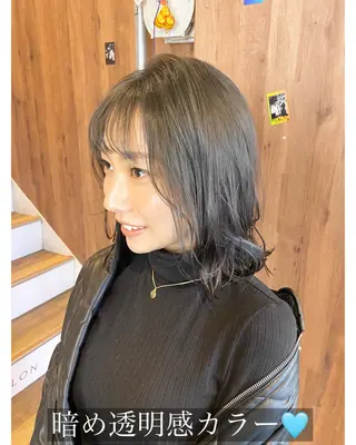 ミディアム カラー パーマ ヘアアレンジ 【暗め透明感カラー】 【インナー】小島良太のヘアスタイル