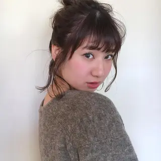 ショート カラー ヘアアレンジ 薬院:今泉/上川美幸 ボブ/顔周りレイヤーのヘアスタイル