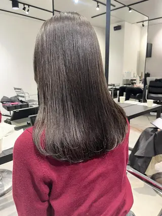 ミディアム カラー パーマ ヘアアレンジ 透明感/オリーブ/ グレージュ/YUKAのヘアスタイル