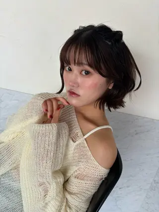 ショート カラー ヘアアレンジ yui🥀/ボブ /ブリーチなしカラーのヘアスタイル