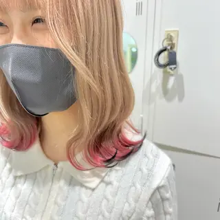 ミディアム カラー ピンクカラー🎀/ ミルクティー🍼花音のヘアスタイル