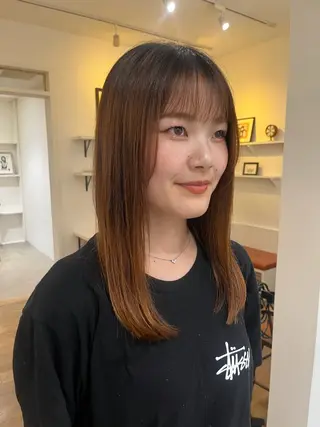 ミディアム カラー ヘアアレンジ 無料カットモデル‪✨ ✂️Nanami🌷のヘアスタイル