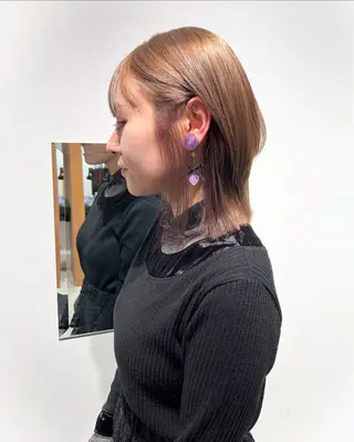 ミディアム カラー スキバサミを使わない カット🌼唯🌼のヘアスタイル