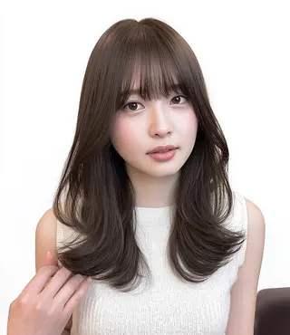 ミディアム カラー 赤み消しカラー/縮毛 /顔まわり/ジョウのヘアスタイル
