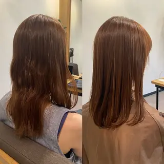 セミロング ブリーチカラー/ブロ ンドレイヤーカットのヘアスタイル