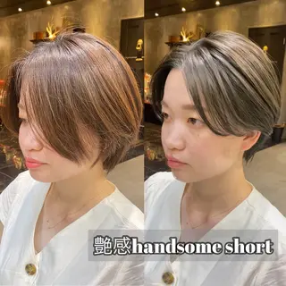 ショート カラー 透明感カラー🌿 グレージュ🐺陽介のヘアスタイル