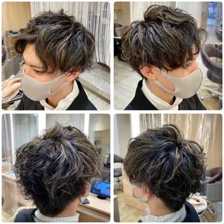 カラー パーマ メンズ レイヤー/艶カラー 奥野恭平のヘアスタイル