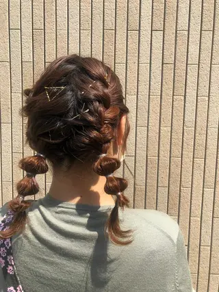 ミディアム ヘアアレンジ 抜け感ボブ×パーマ |kazaneのヘアスタイル