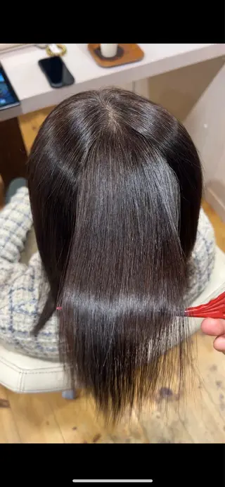 ミディアム 佐藤 翔空【艶 カラー/縮毛矯正】のヘアスタイル