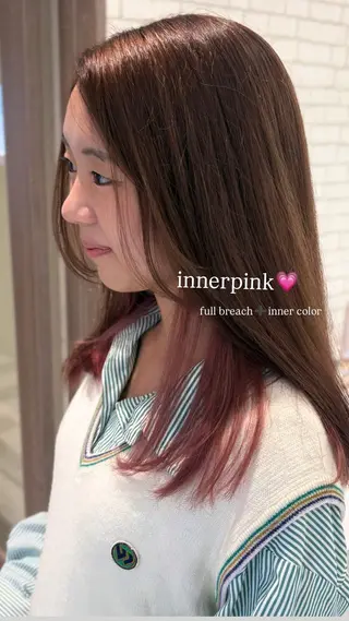 セミロング カラー KANA🎀韓国 🇰🇷ハイライトのヘアスタイル
