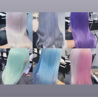 セミロング カラー ブリーチ&エクステ 🥀ケアカラー特化のヘアスタイル