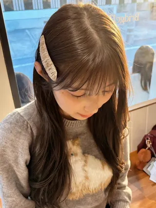 ロング カラー ヘーゼルベージュ/ 赤み消し/はるのヘアスタイル