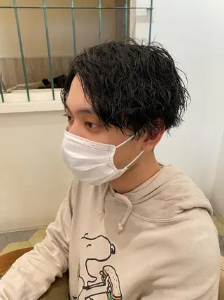 ミディアム パーマ メンズ 菊池大一 溝の口パーマのヘアスタイル