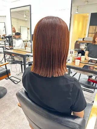 ミディアム カラー パーマ ヘアアレンジ メンズ キッズ レイヤーカット 🌿透け感カラーのヘアスタイル
