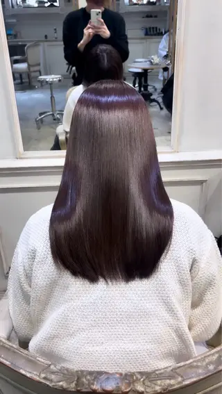 セミロング 美髪矯正 透明感 カラー⭐️ユウキのヘアスタイル