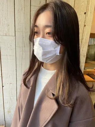 セミロング カラー 福田 ジュンキのヘアスタイル